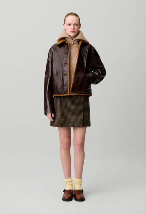 Claudie Pierlot — Veste cuir effet brillant – Bordeaux
