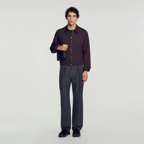Sandro — Blouson en coton – Chocolat