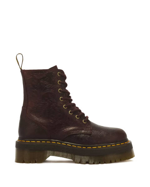 Dr. Martens — Boots Plateformes Jadon Floral Emboss en Cuir Crazy Horse à 8 Œillets