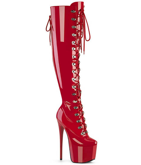 Pleaser — L'Intensité Sublimée : La Cuissarde à Lacets JUBILANT-3012 – Rouge Vernis