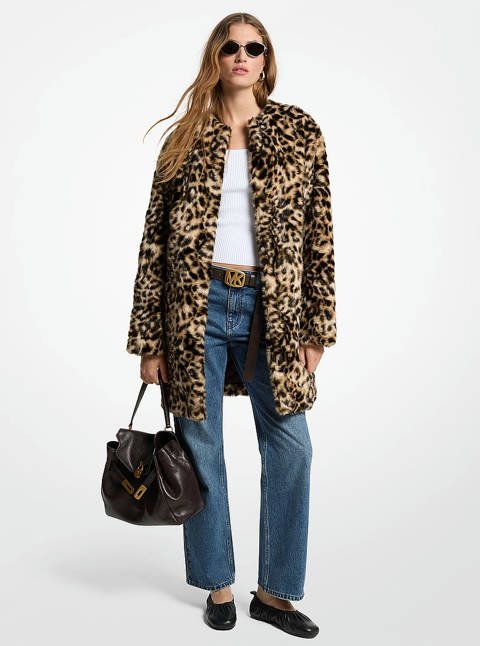 Michael Kors — Michael Kors Manteau en fausse fourrure à motif léopard
