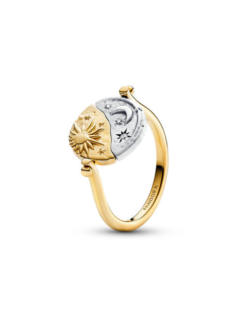Pandora — Bague médaillon réversible soleil et lune