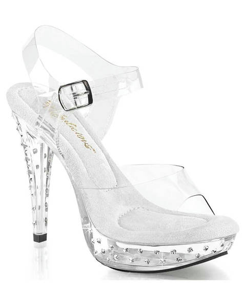 Fabulicious — Sandales Transparentes COCKTAIL-508SDT : L'Élégance d'une Bride Cheville sur Socle Strassé