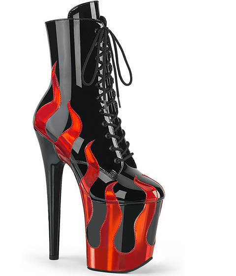 Pleaser — Bottines FLAMINGO-1020FLM : Le verni noir embrasé