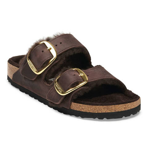 Birkenstock — Arizona Big Buckle Shearling Natural Leather Oiled – Habana