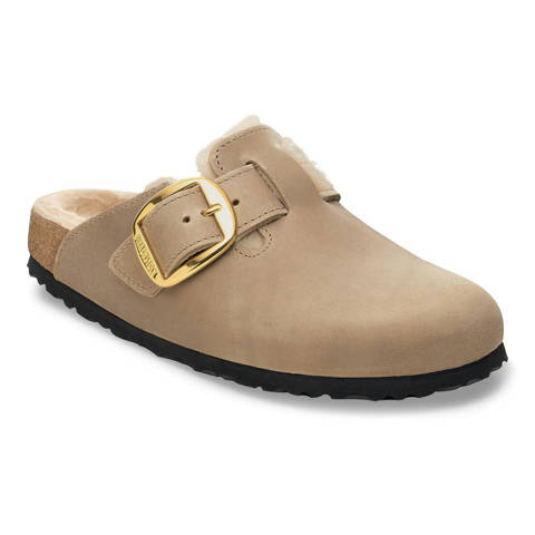 Birkenstock — Boston Big Buckle Shearling Natural Leather Oiled – Tobacco Brown
