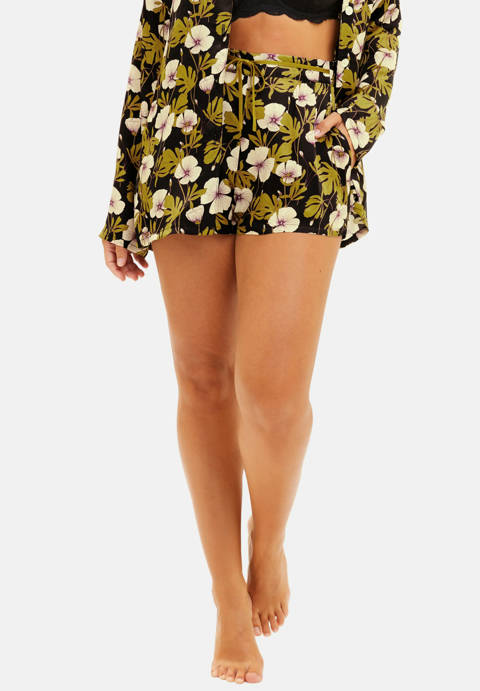 Sans Complexe — Short Trendy Mix Imprimé feuillage monstera noir
