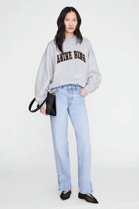 Anine Bing — Miles Sweatshirt Anine Bing Leopard - Heather Grey