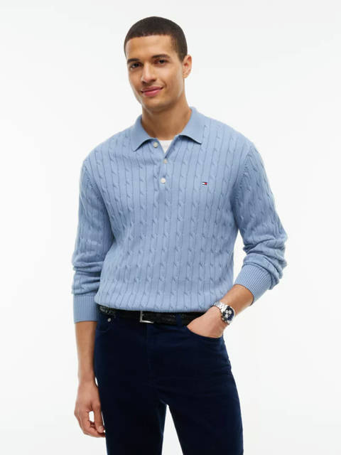 Tommy Hilfiger — Polo à col polo en maille torsadée