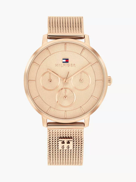 Tommy Hilfiger — Montre maille milanaise plaqué or rose