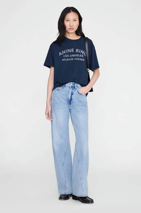 Anine Bing — Cade Tee Melrose Stencil - Navy