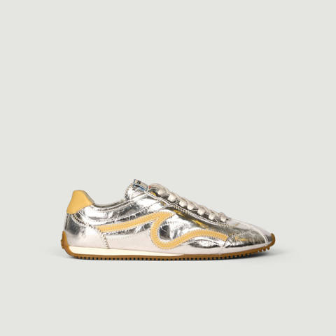 Sandro — Sneakers Light Wave en cuir métallisé – Argent