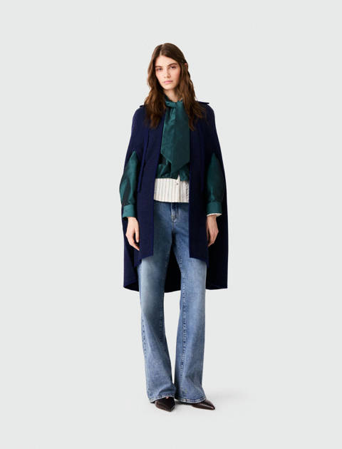 Maje — Cardigan cape long – Marine