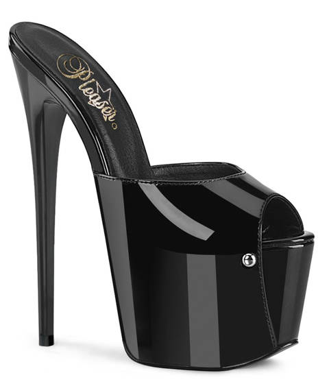 Pleaser — JUBILANT-01 : La mule plateforme signature pour une allure envoûtante – Noir Vernis