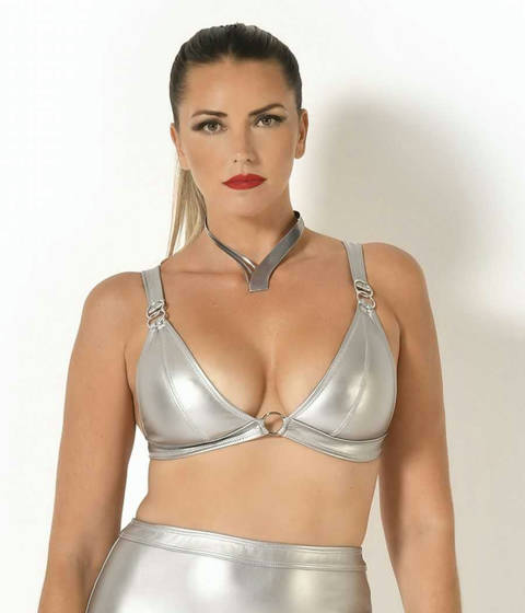 Catanzaro — L'Éclat Sport-Chic de la Brassière Celestra Argentée en Similicuir