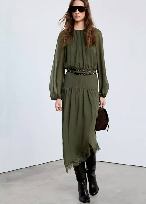 Mango — Robe à double ceinture en dentelle
