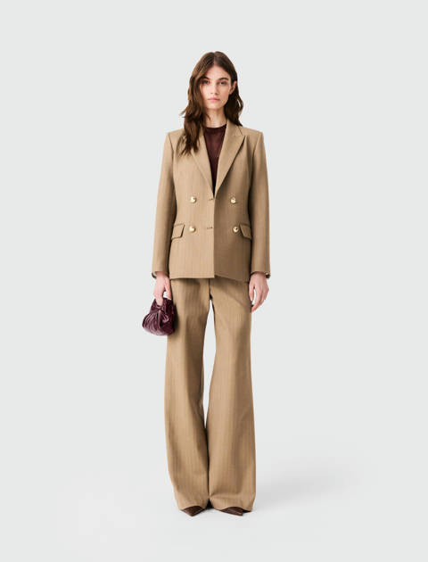 Maje — Veste de tailleur croisée – Beige