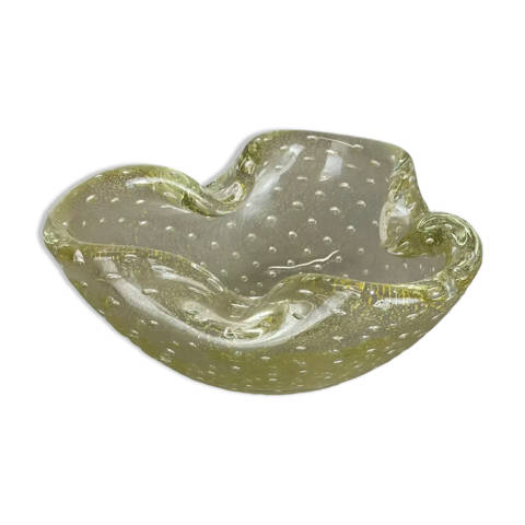 Selency — Bol Element Shell Ashtray Verre de Murano « Bulle de poussière d’or » Murano Italie 1970s