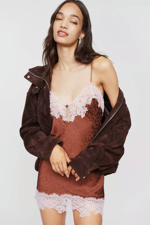 Anthropologie — Mini robe nuisette à bordure en dentelle LyreBird