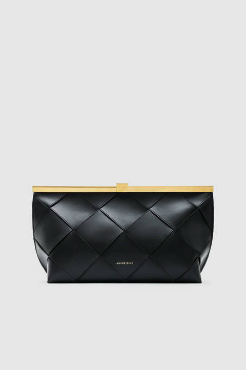 Anine Bing — Anine Clutch Braided Leather - Black