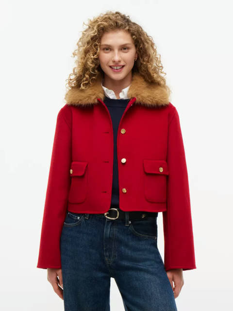 Tommy Hilfiger — Veste en laine mélangée à col fausse fourrure