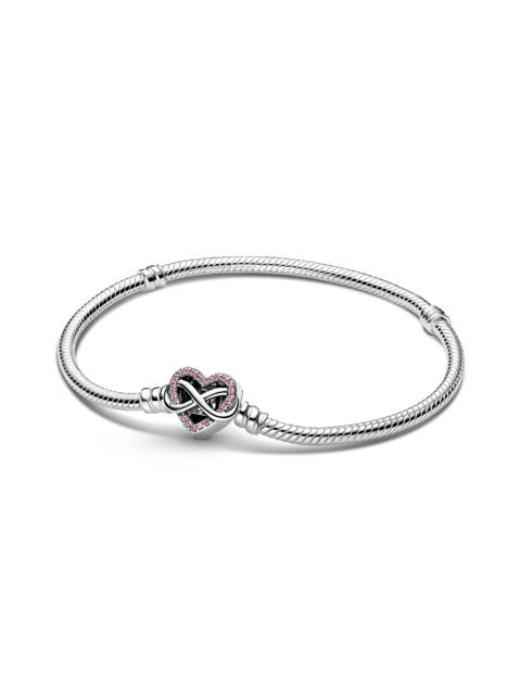 Pandora — Bracelet maille serpent fermoir cœur de l'infini rose scintillant