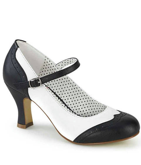 PINUP Couture — Escarpins Mary Jane FLAPPER-25 Bicolores à Petit Talon