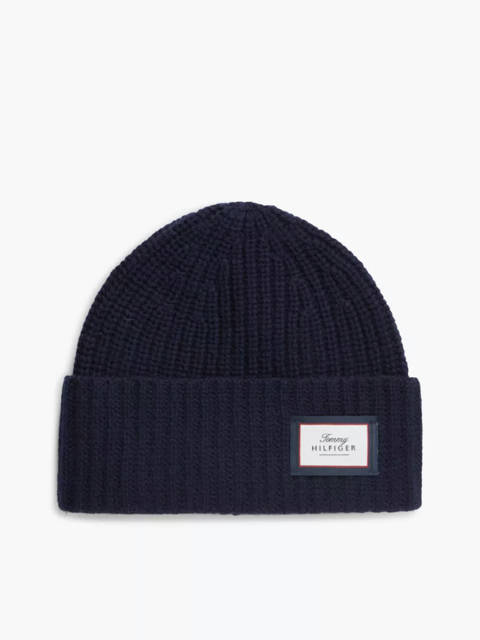 Tommy Hilfiger — Bonnet épais côtelé en pure laine