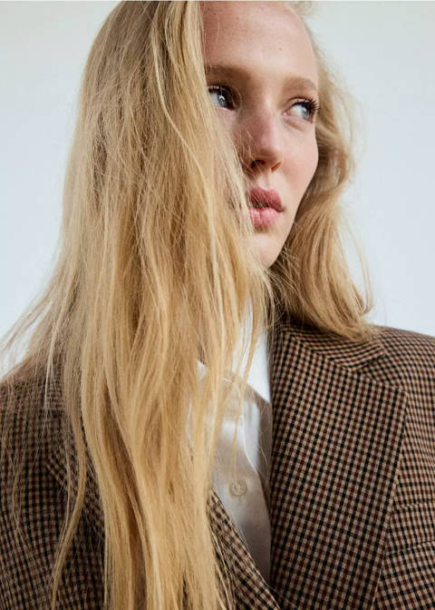 Mango — Blazer imprimé carreaux