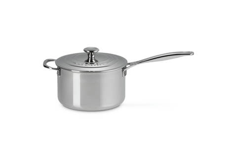 Le Creuset — Casserole Inox Signature avec couvercle et poignée d'assistance