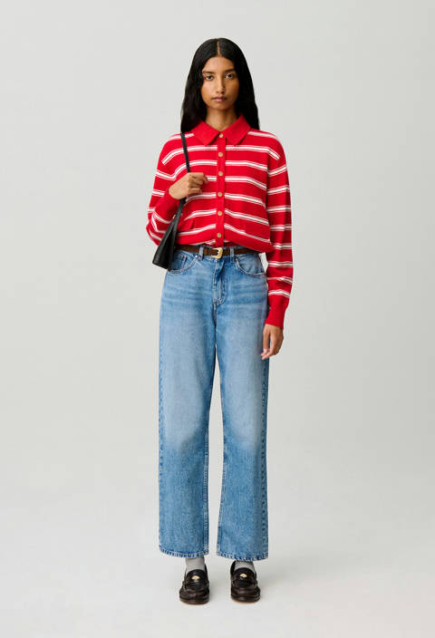 Claudie Pierlot — Cardigan rayé – Rouge