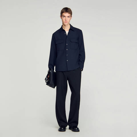 Sandro — Chemise à poches plaquées – Marine
