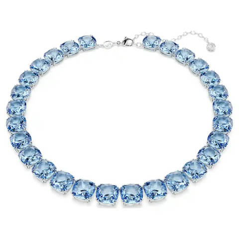 Swarovski — Swarovski Collier Millenia Taille coussin, Bleu, Métal rhodié