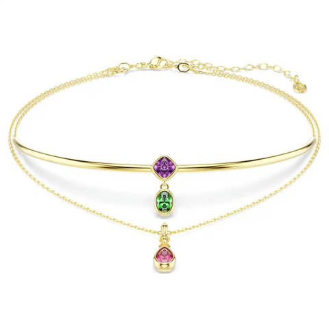 Swarovski — Swarovski Collier multi rangs Imber Tailles variées, Multicolore, Doré à l’or 18 carats (750/1000)