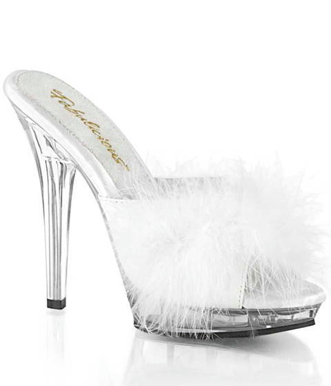 Fabulicious — Mules à Plumes LIP-101-8 : Le Glamour Marabout LBDHT – Blanc