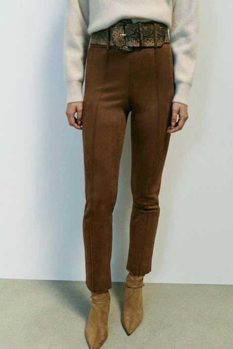 Zara — Leggings effet daim avec ceinture