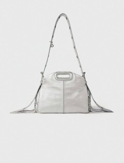 Maje — Sac Miss M mini en cuir métal – Argent