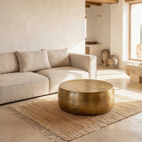 Maisons du Monde — Table basse en aluminium doré, Ø99 cm Paloma
