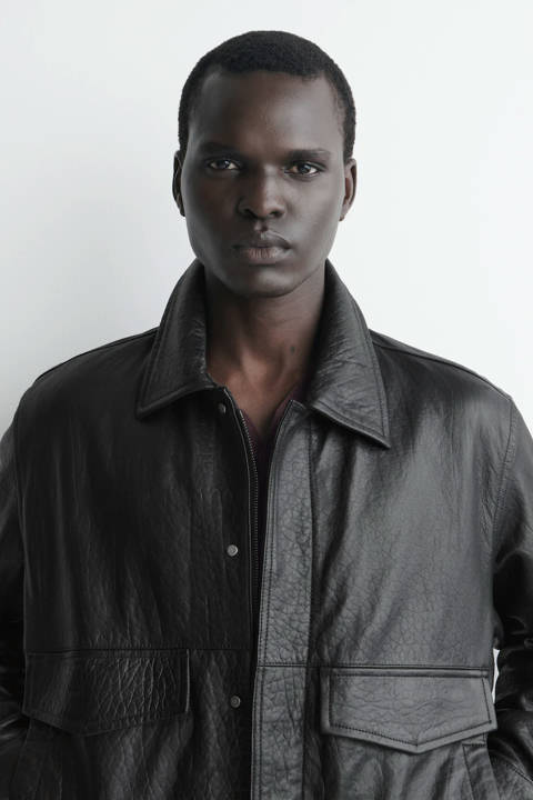 COS — Blouson aviateur en cuir