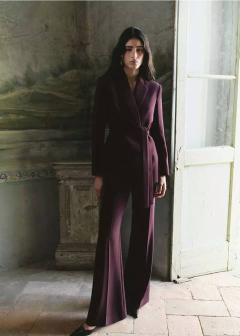 Mango — Blazer de costume croisé avec ceinture