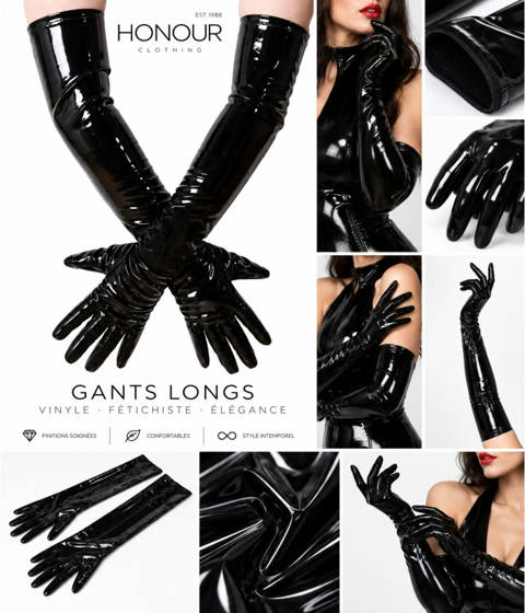 Honour — Gants Longs Vinyle Noir Honour JGP1