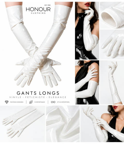 Honour — Gants Longs Vinyle Blanc Honour JGP1