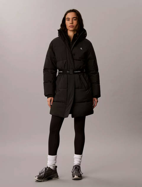 Calvin Klein — Doudoune à capuche avec ceinture avec logo