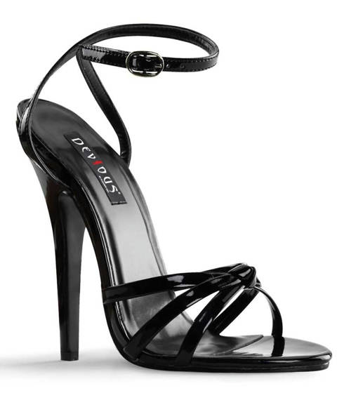 Devious — Sandales Stilettos DOMINA-108 : L'Élégance de l'Autorité à Talon 14 cm – Noir Vernis