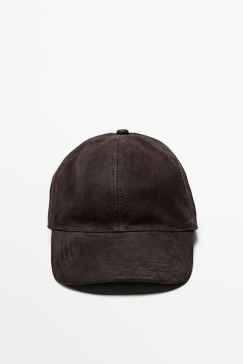 Massimo Dutti — Casquette en cuir daim