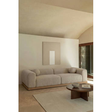 Sklum — Canapé 4 places rembourré base en acacia Angelan