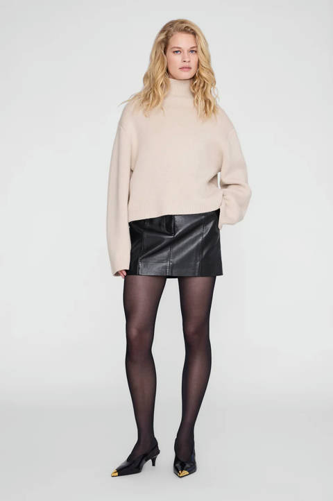 Anine Bing — Benedict Mini Skirt - Black Recycled Leather