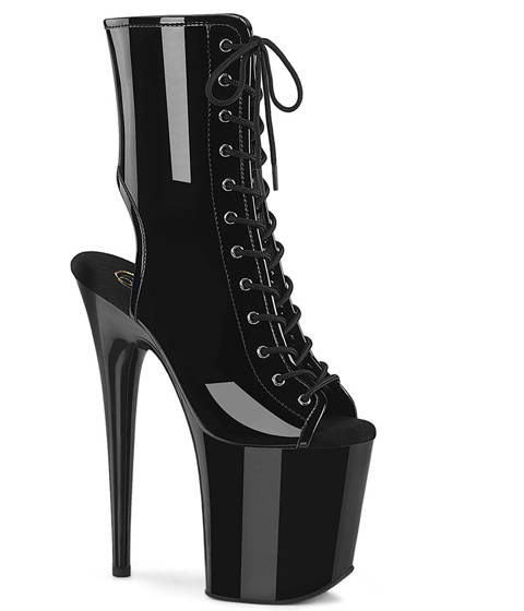 Pleaser — FLAMINGO-1016 : La bottine plateforme audacieuse qui transcende les genres – Noir Vernis