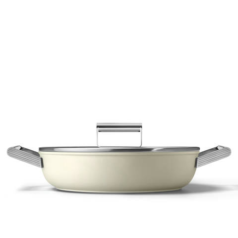 Smeg — Sauteuse antiadhésive Ustensiles de cuisson, Crème Esthétique Années 50