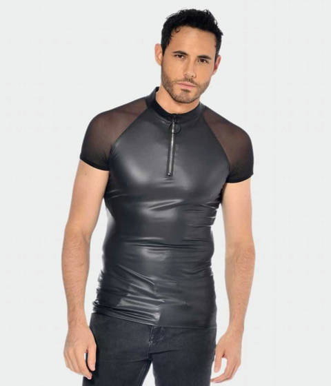 Catanzaro — Le T-shirt Masculin Moulant en Wetlook et Résille Khal